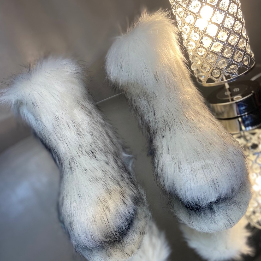 White Vegan Fur Boots
